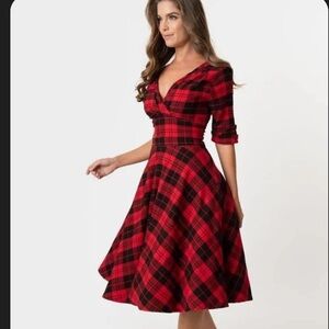 Unique Vintage iconic plaid red and black dress from 2019, size XXL